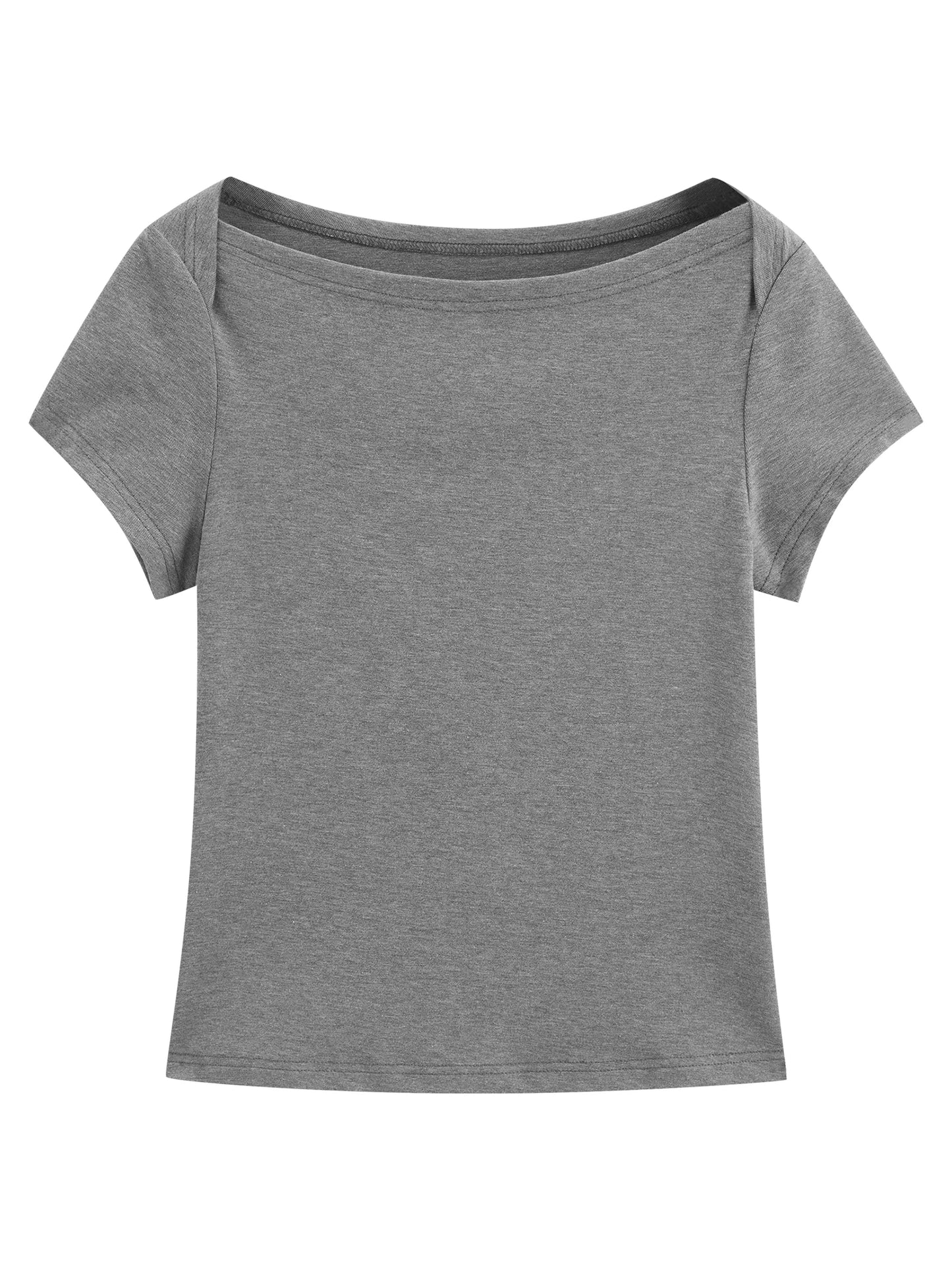 Gray Wide Neck Slim Tee