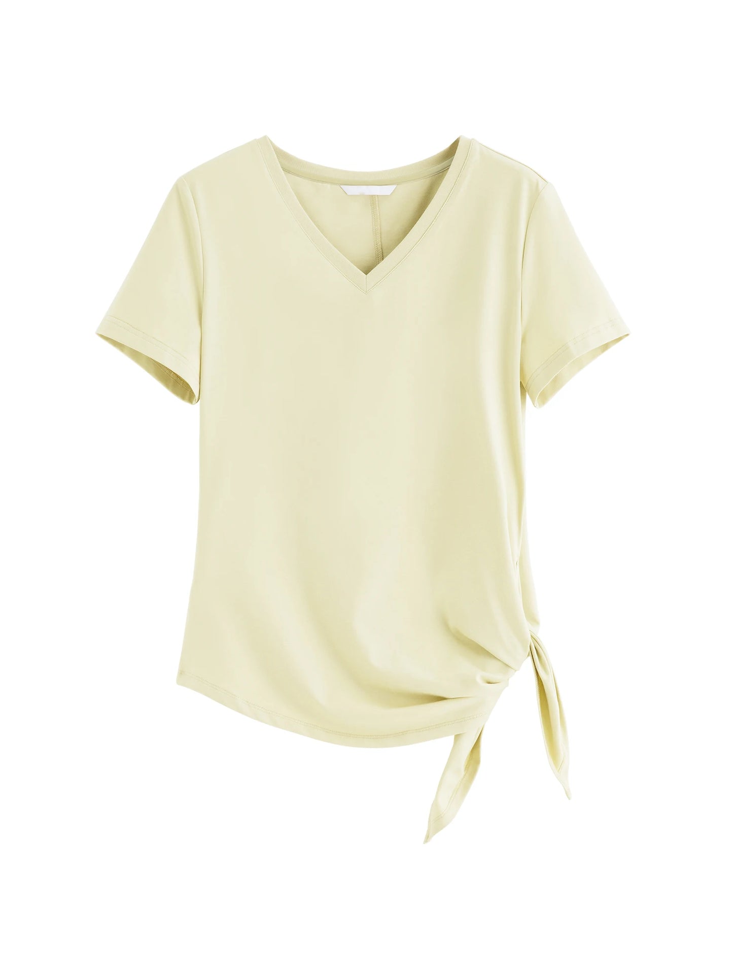 Ivory Side Tie V-Neck Tee