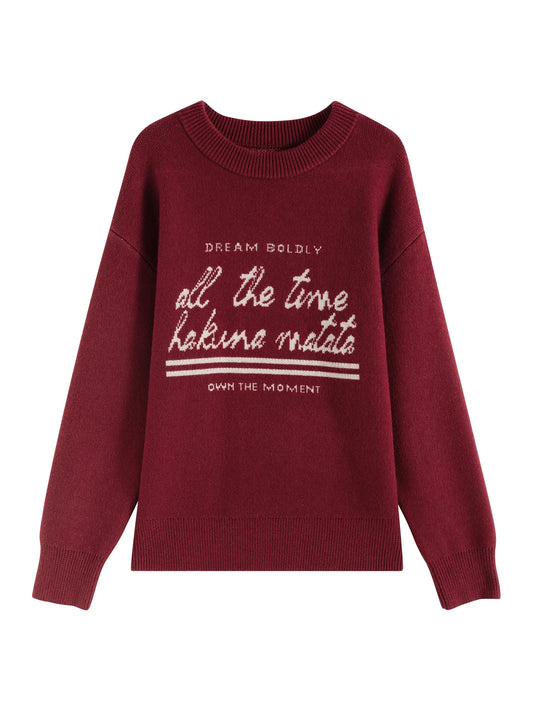 Red Graphic Crew Neck Sweater