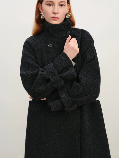 Charcoal Double Breasted Wool Coat