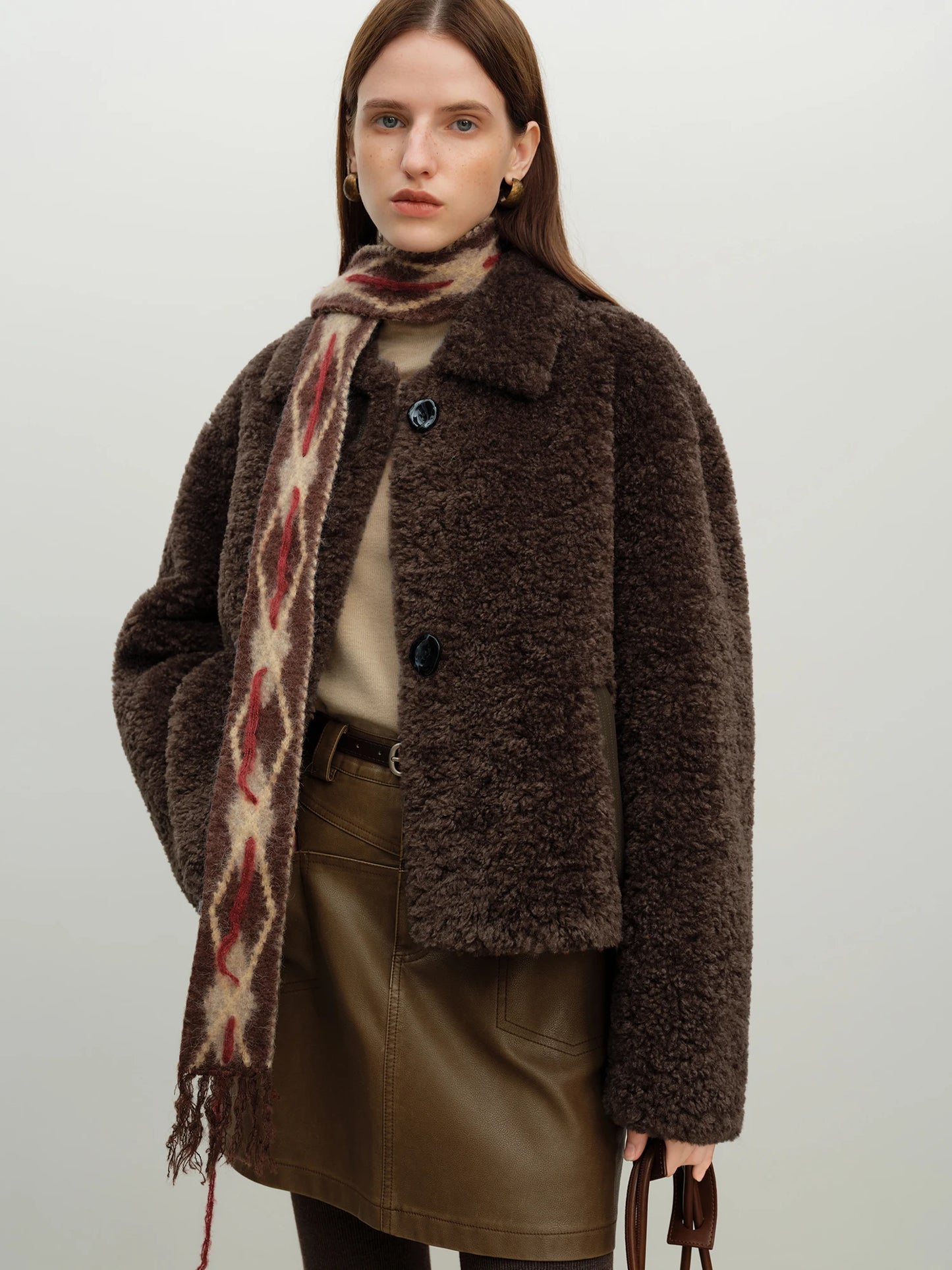 Brown Plush Faux Fur Jacket