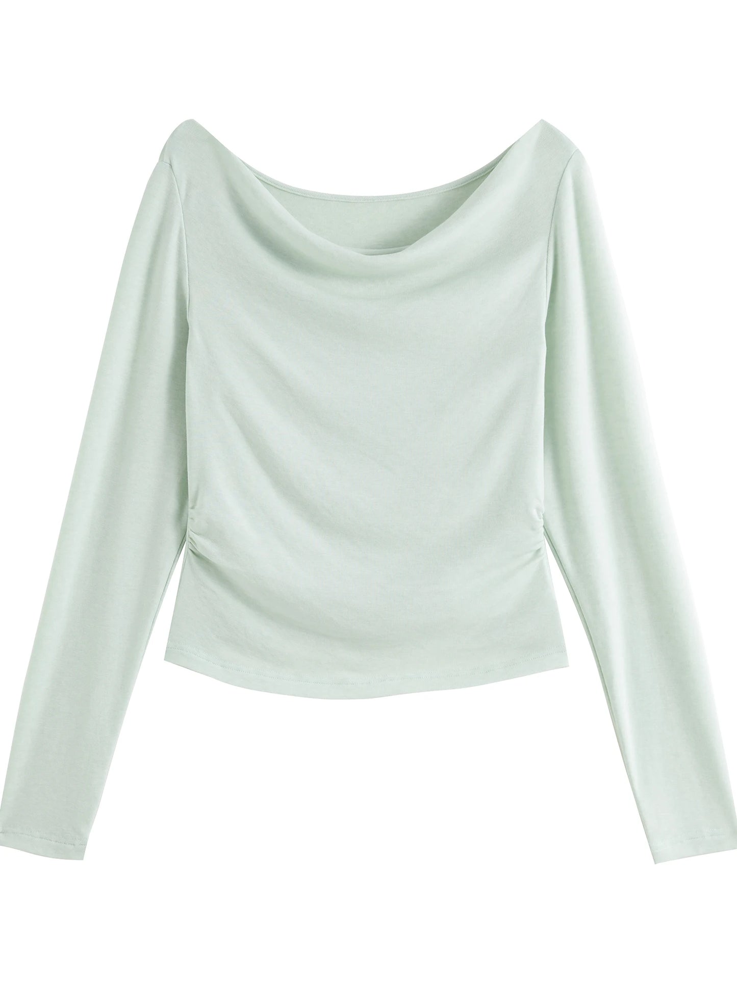 Black Wool Blend Long Sleeve Top