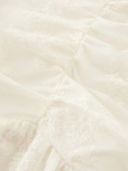 Ivory Embroidered Waist Dress