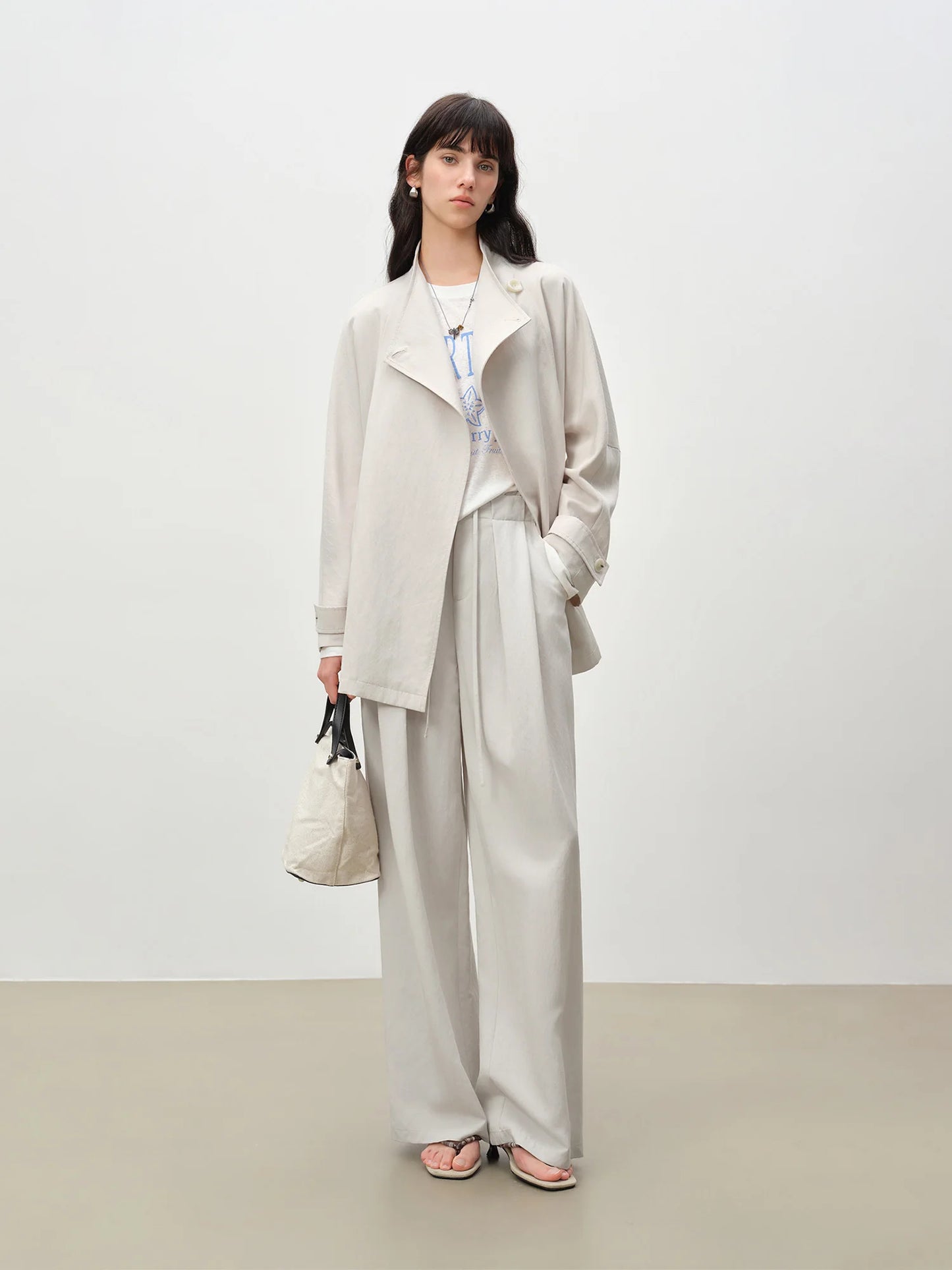 Charcoal Pleated Drawstring Pants