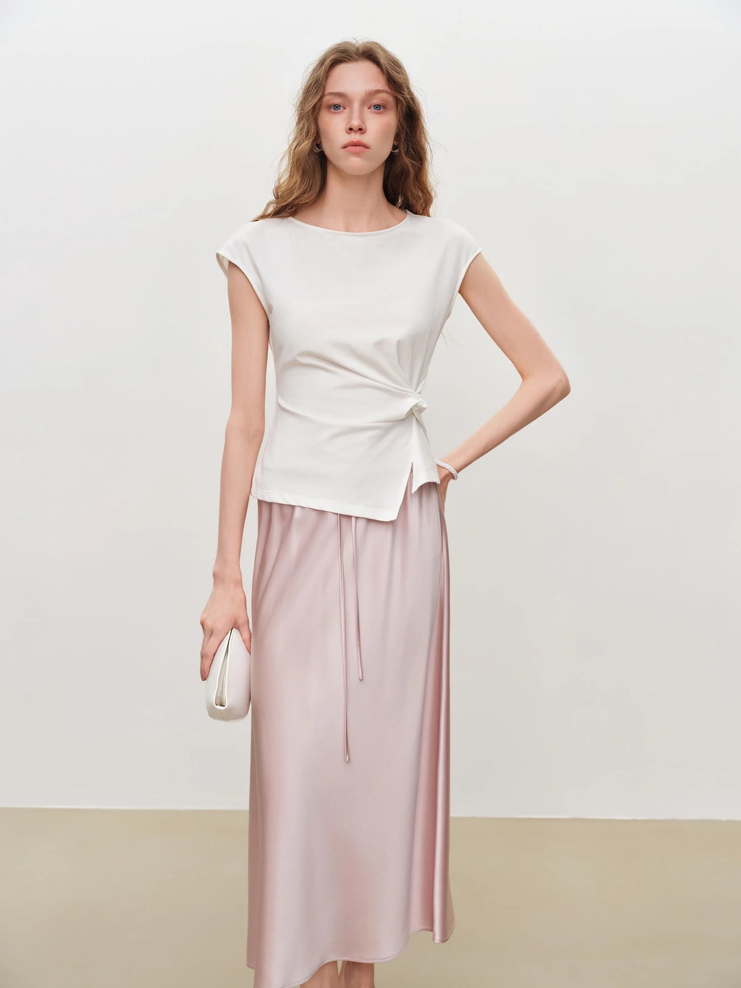 Blush Twist Front Short Sleeve Top