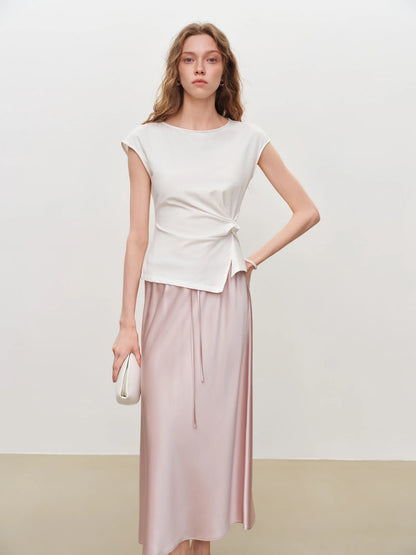 Blush Twist Front Short Sleeve Top
