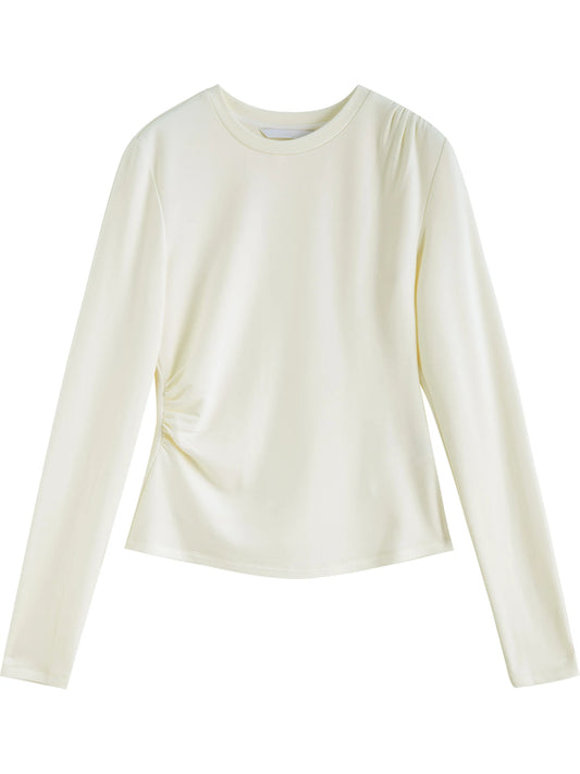 Ivory Ruched Long Sleeve Top