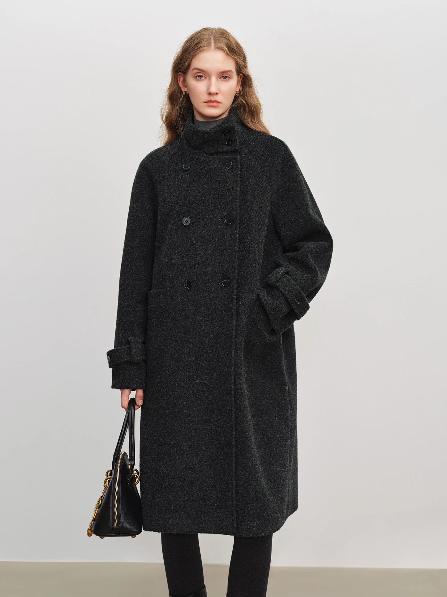 Charcoal Double Breasted Wool Coat