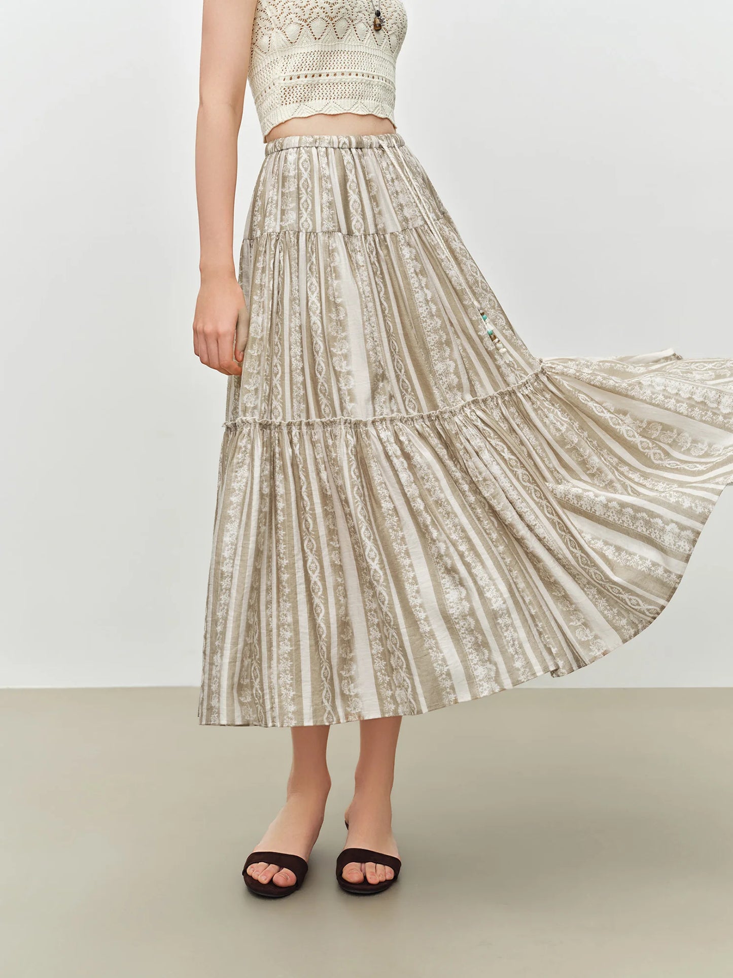 Strappy Printed Midi Skirt Set