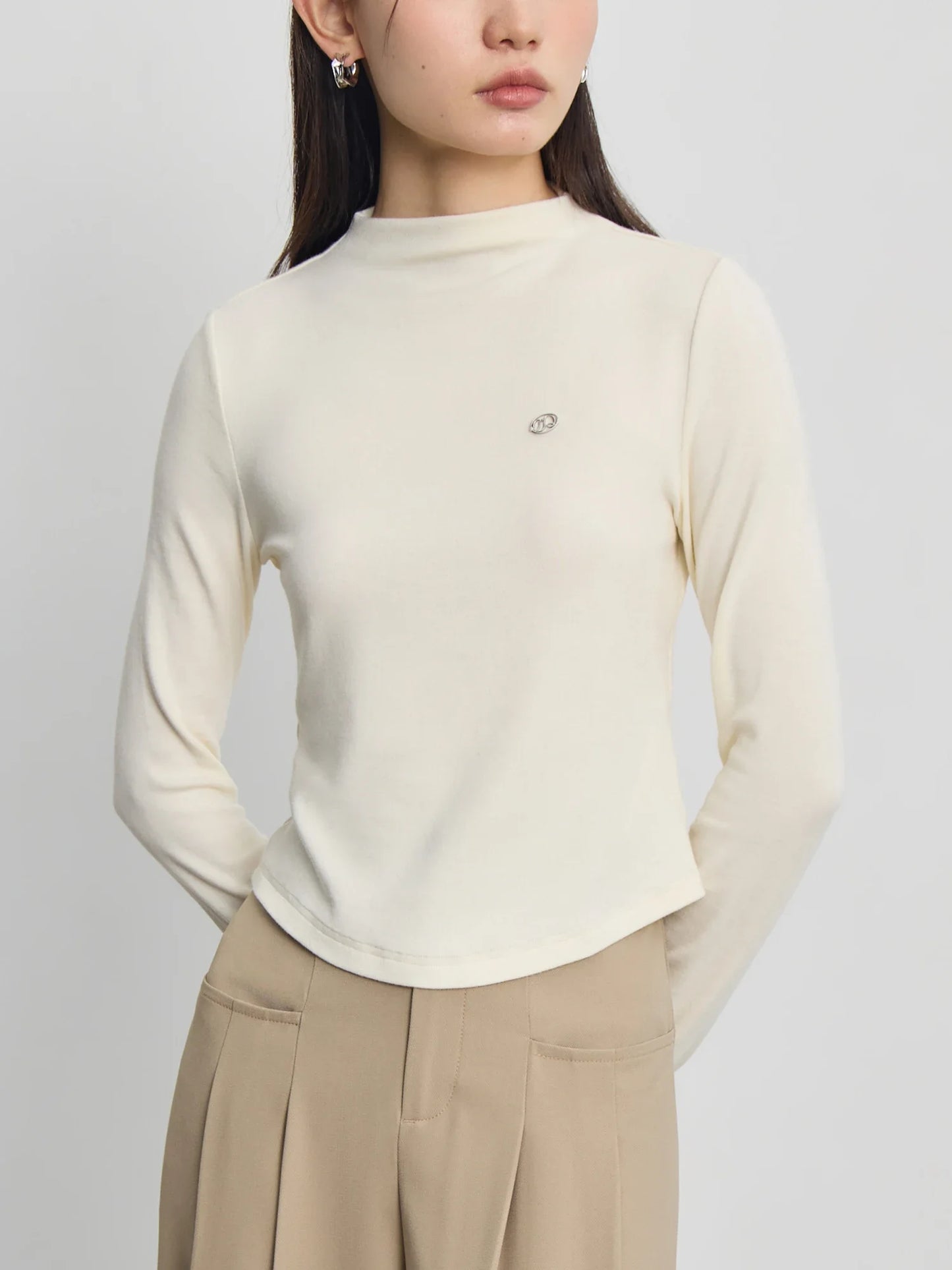 Ivory Mock Neck Knit Top