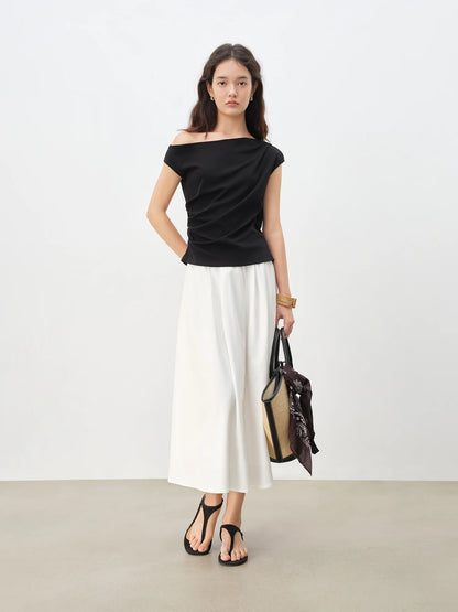 Rust Draped One Shoulder Top