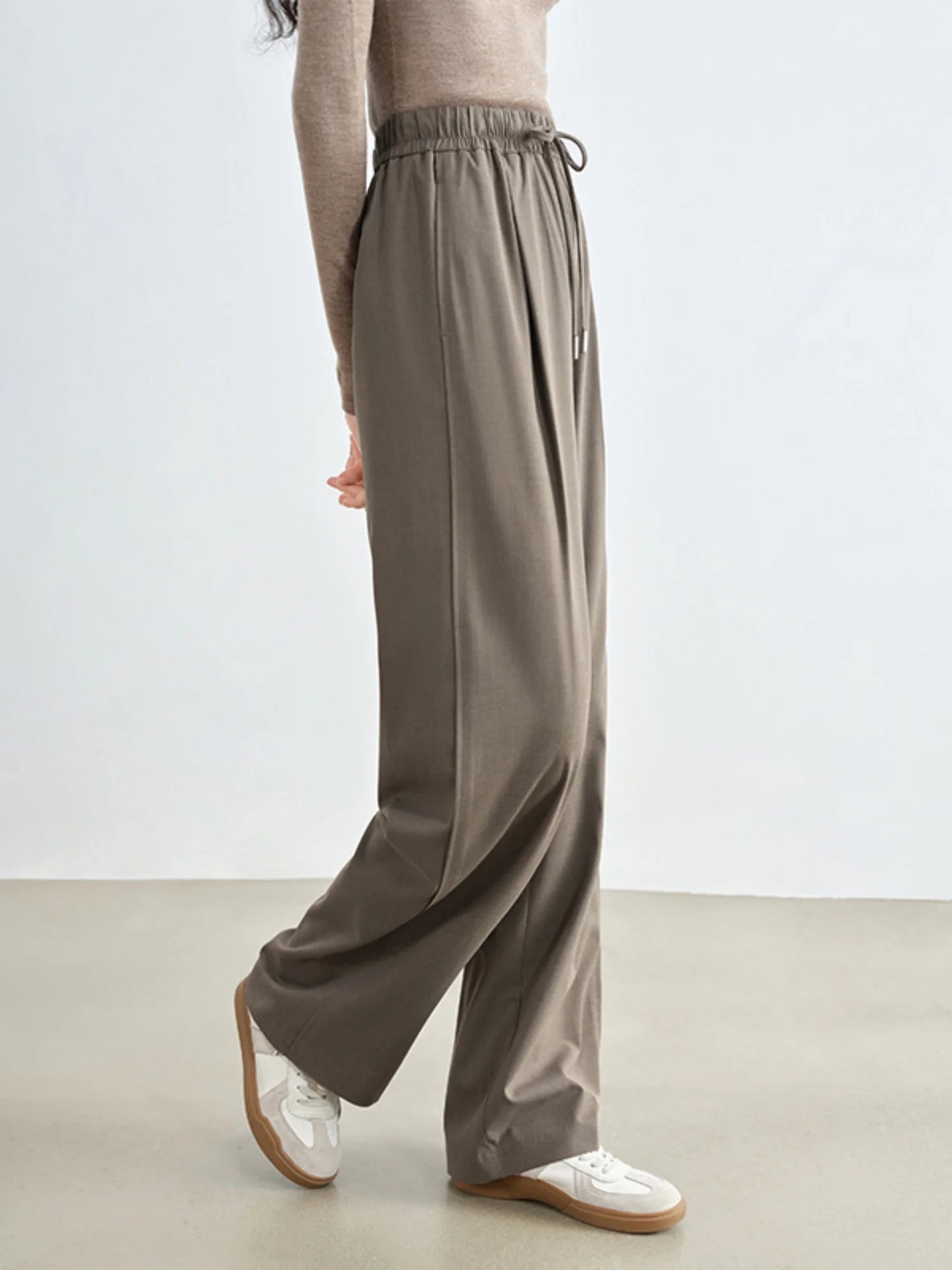 Charcoal Drawstring Wide Leg Pants
