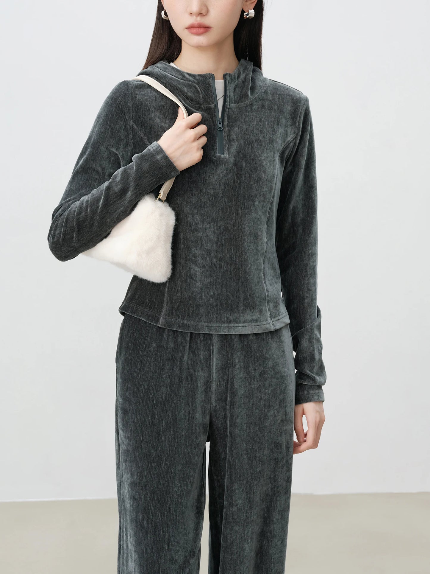 Velour Zip Hoodie Lounge Set
