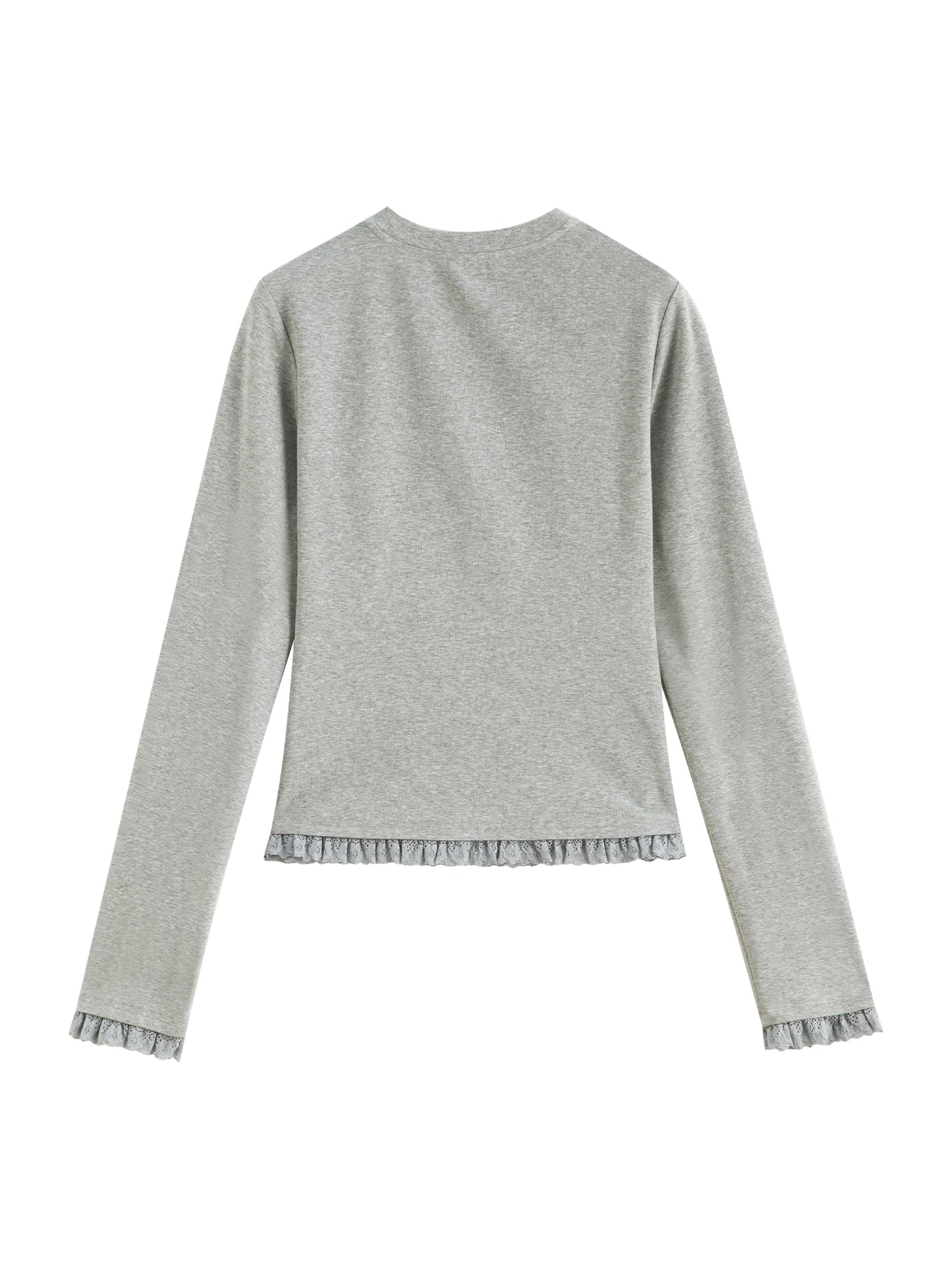 Ivory Lace Trim Long Sleeve Top