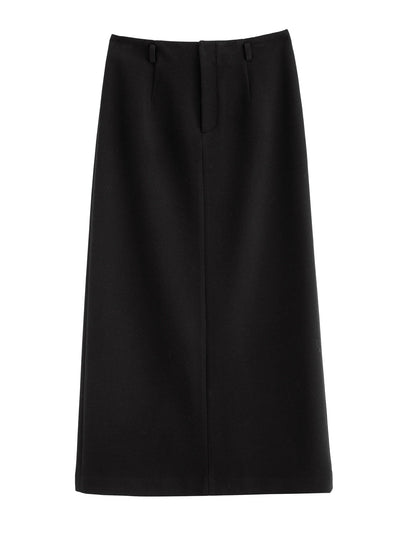Black Knit Side Slit Pencil Skirt