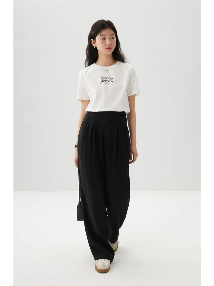 Black Pleated Wide Leg Trousers