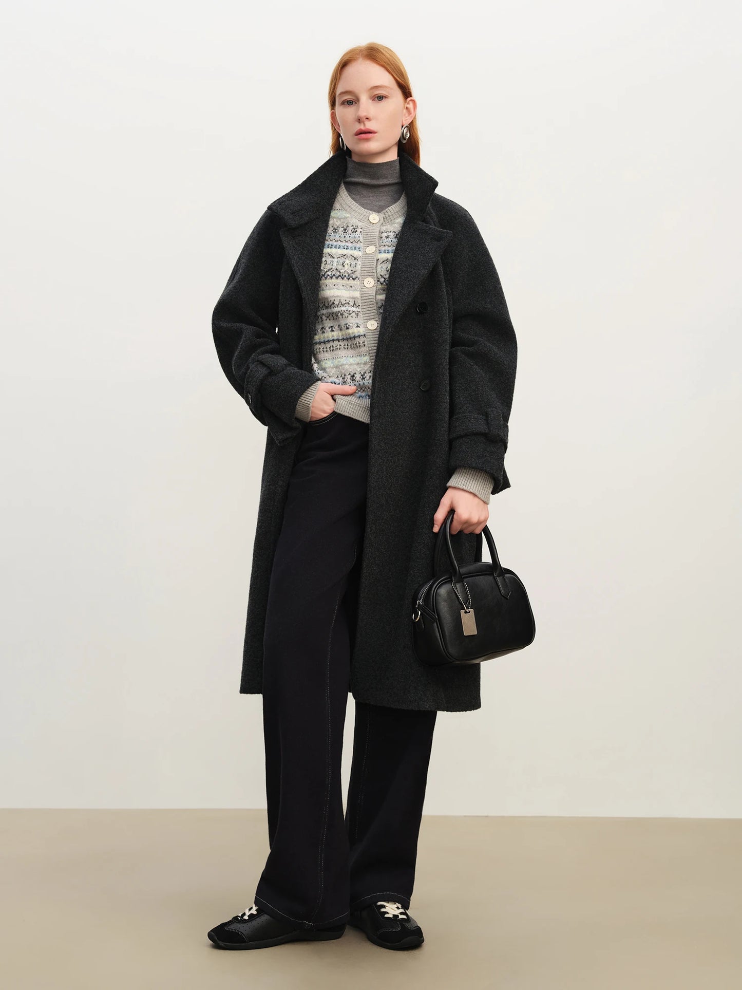 Charcoal Double Breasted Wool Coat