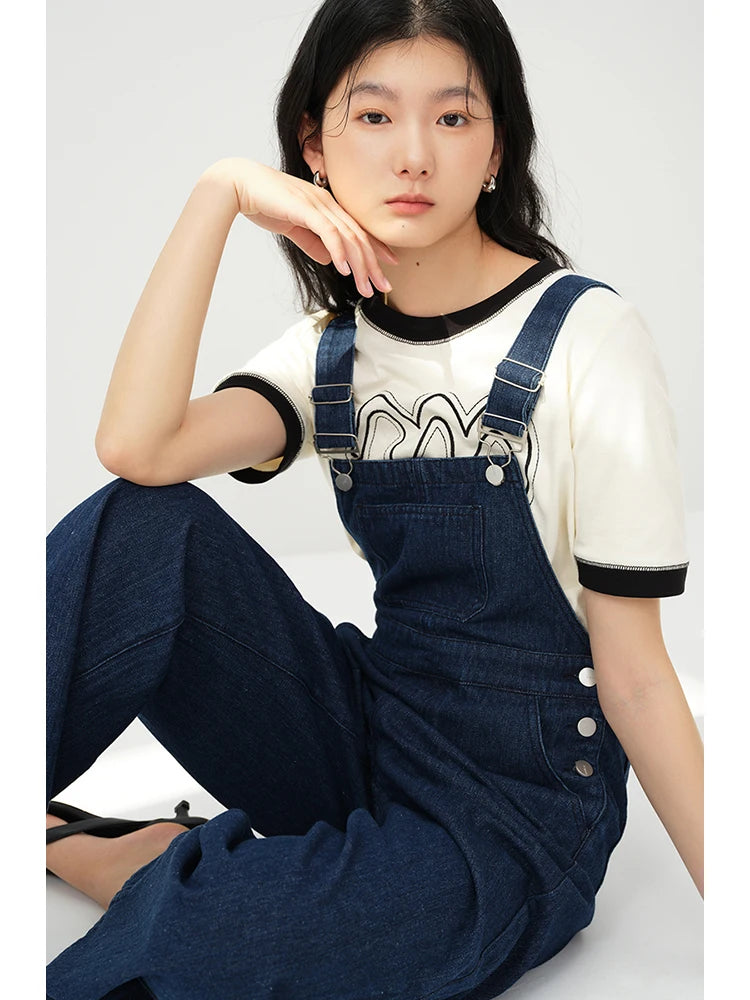Denim Bib Overall Wide Pants