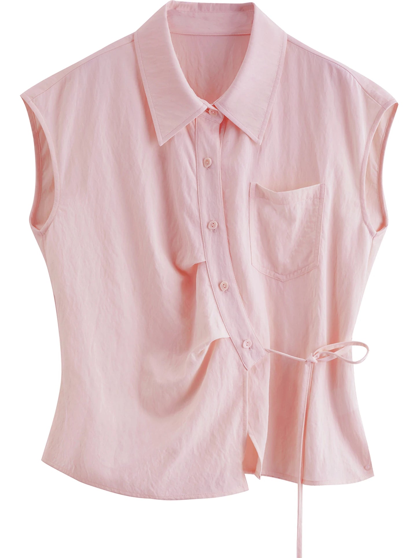 Ivory Tie Waist Sleeveless Shirt