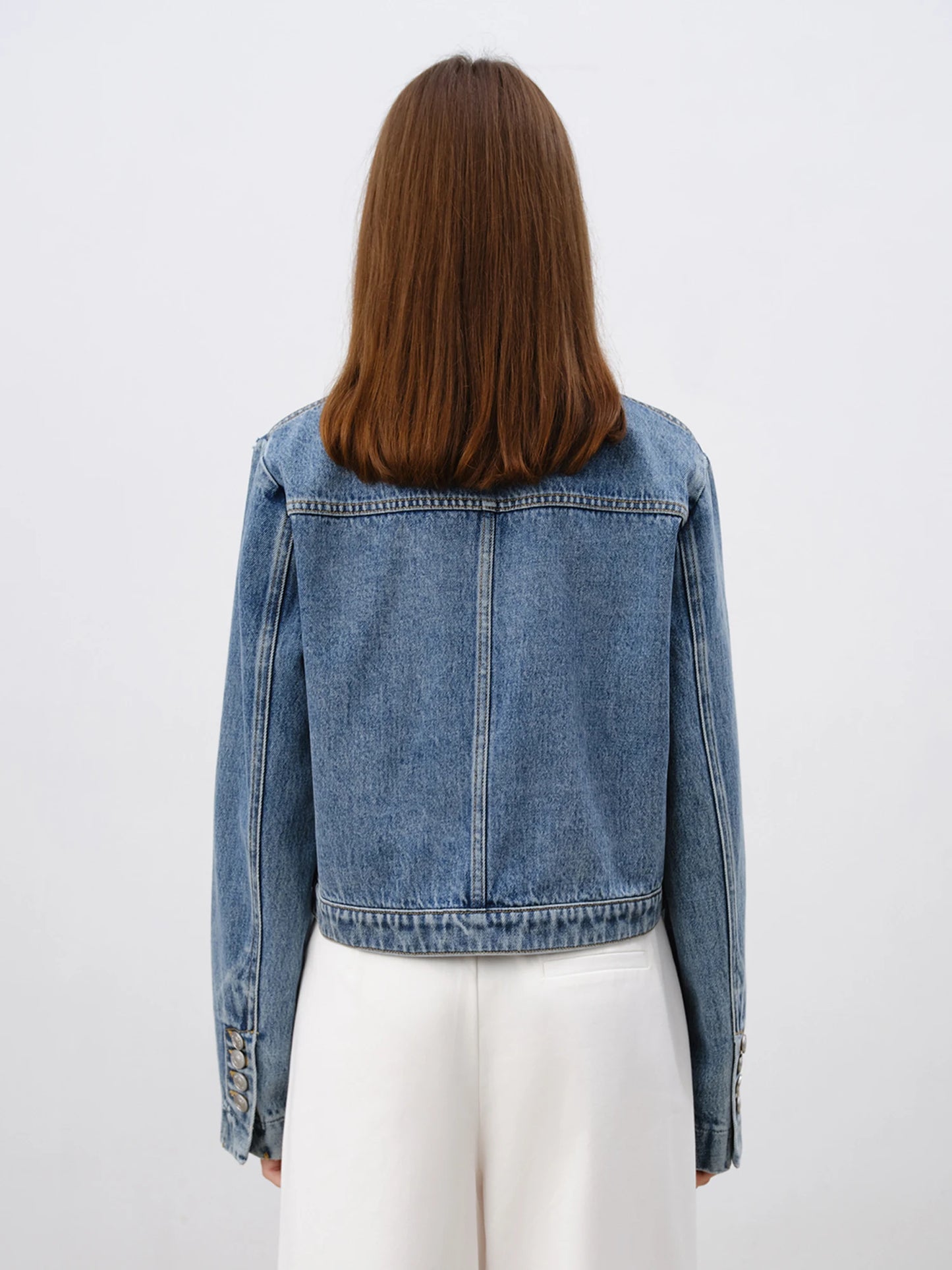 Blue Cropped Denim Jacket