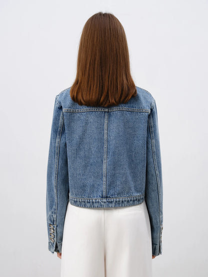 Blue Cropped Denim Jacket
