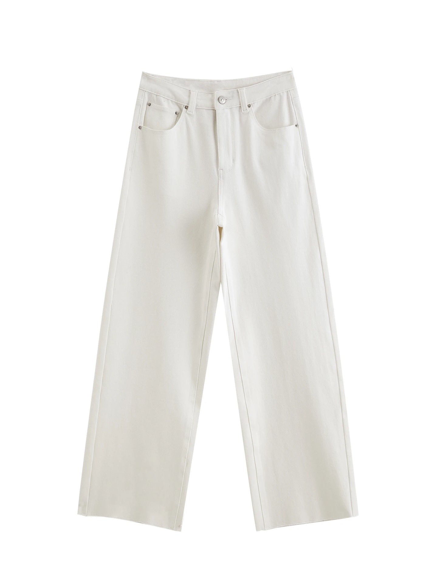 White Raw Hem Cropped Jeans