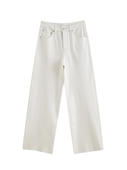 White Raw Hem Cropped Jeans