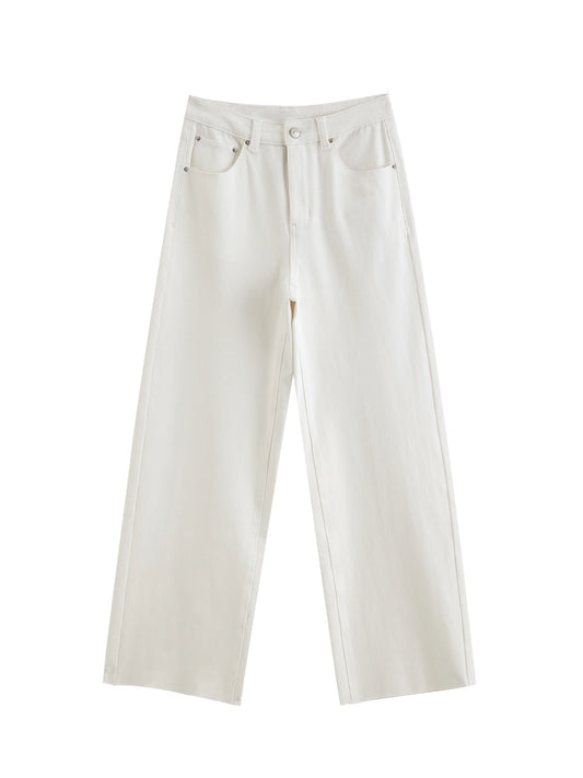 White Raw Hem Cropped Jeans