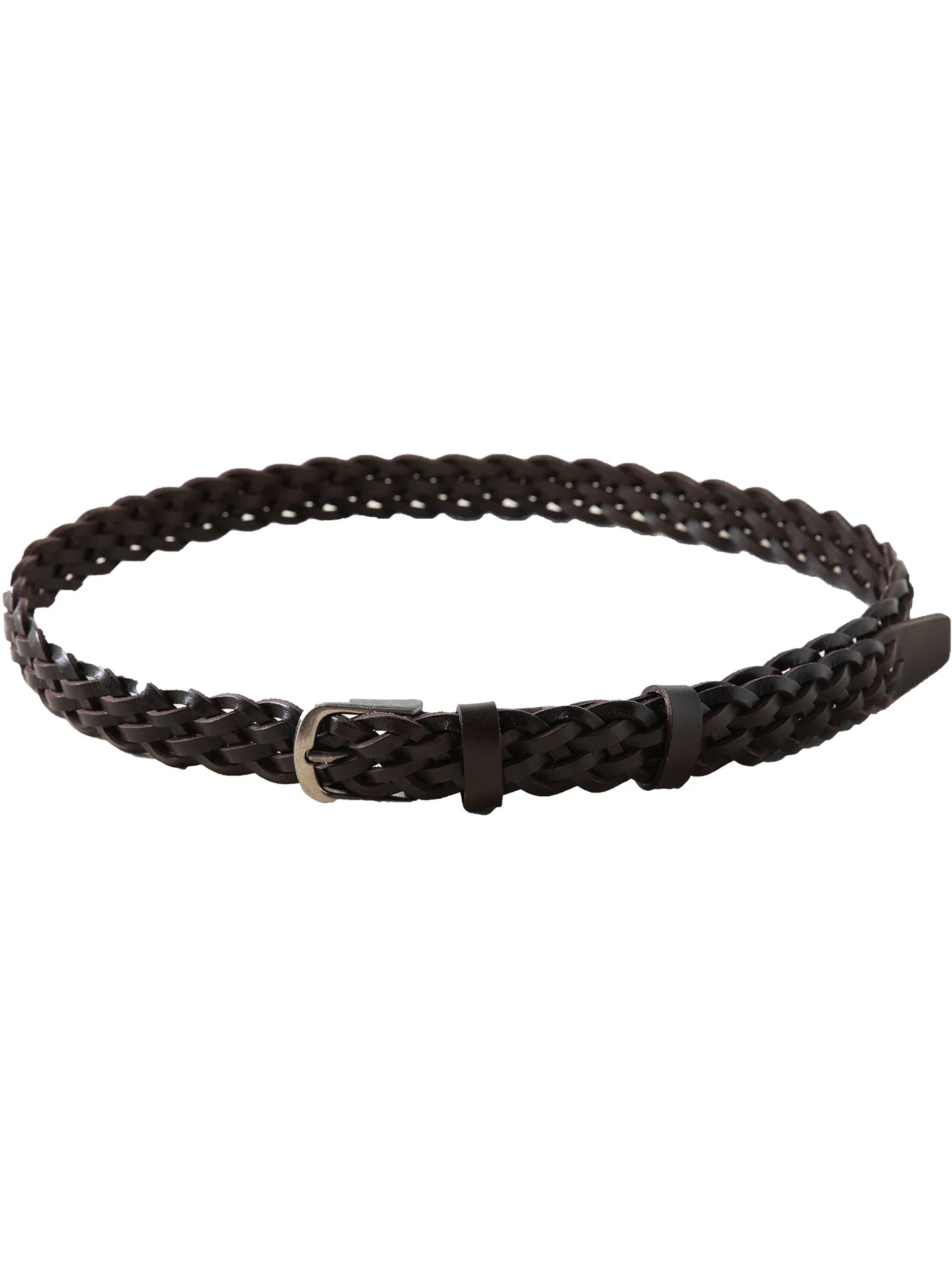 Braided Leather Buckle Belt