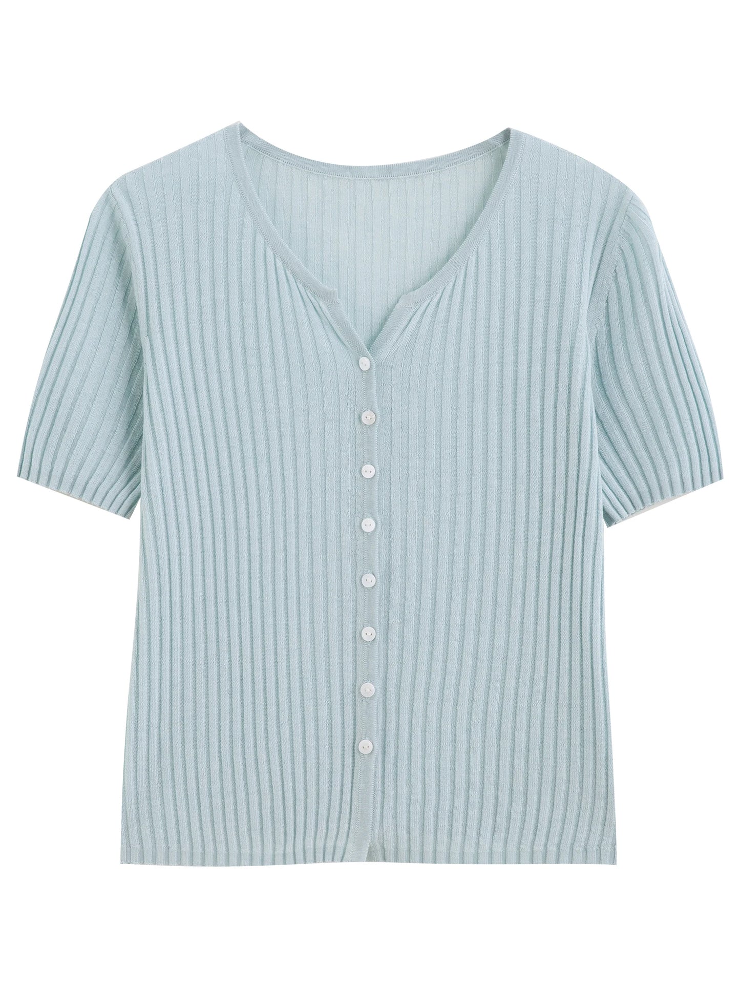 Oatmeal Ribbed Button Knit Top