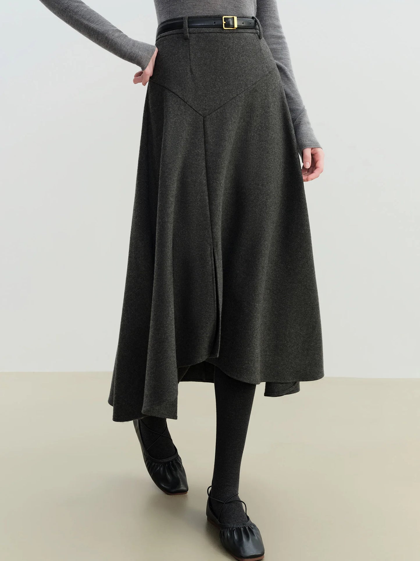 Charcoal Asymmetric A-Line Skirt