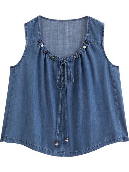 Blue Sleeveless Wide Leg Set