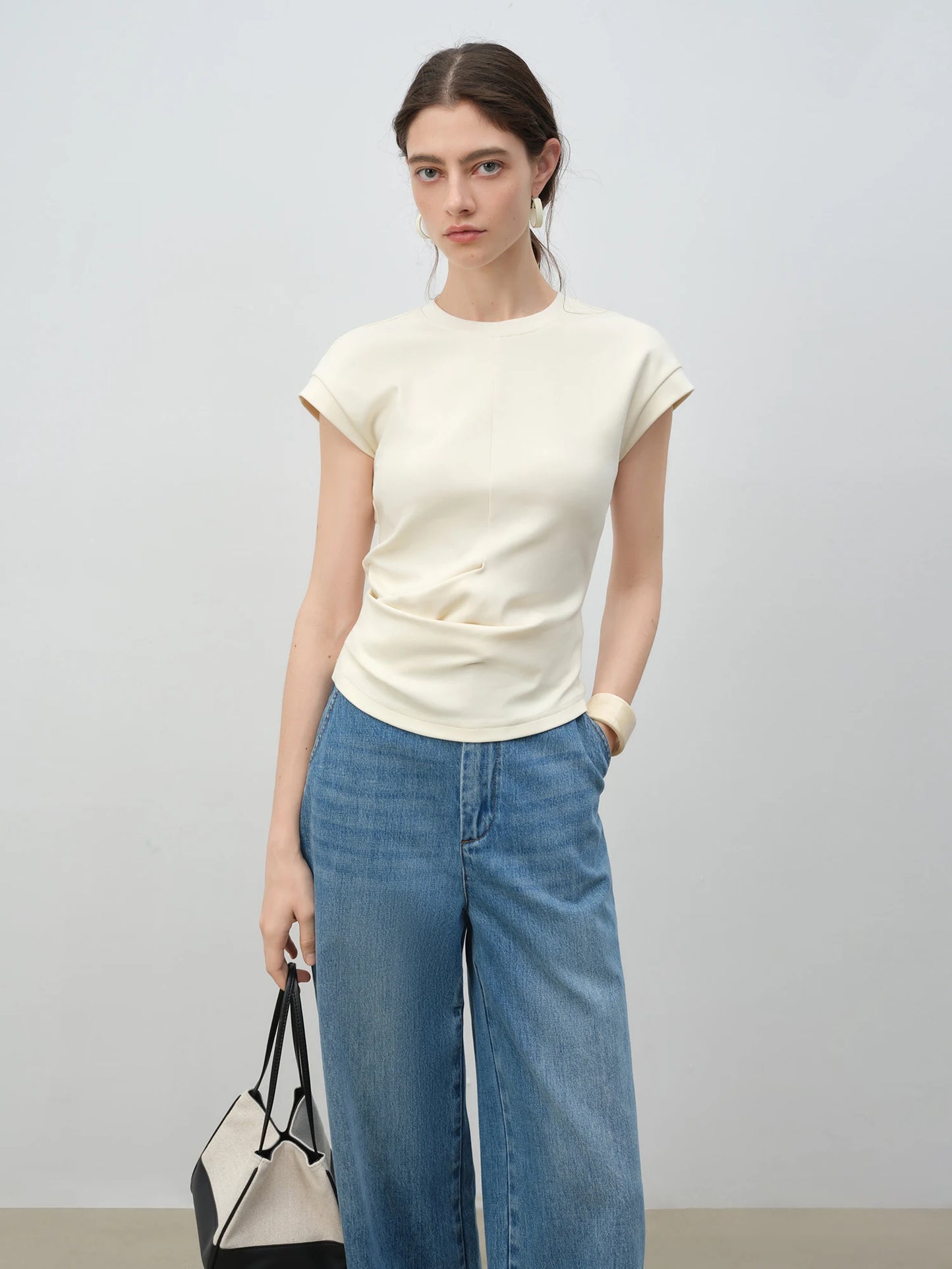 Ivory Twist Front Cap Sleeve Top
