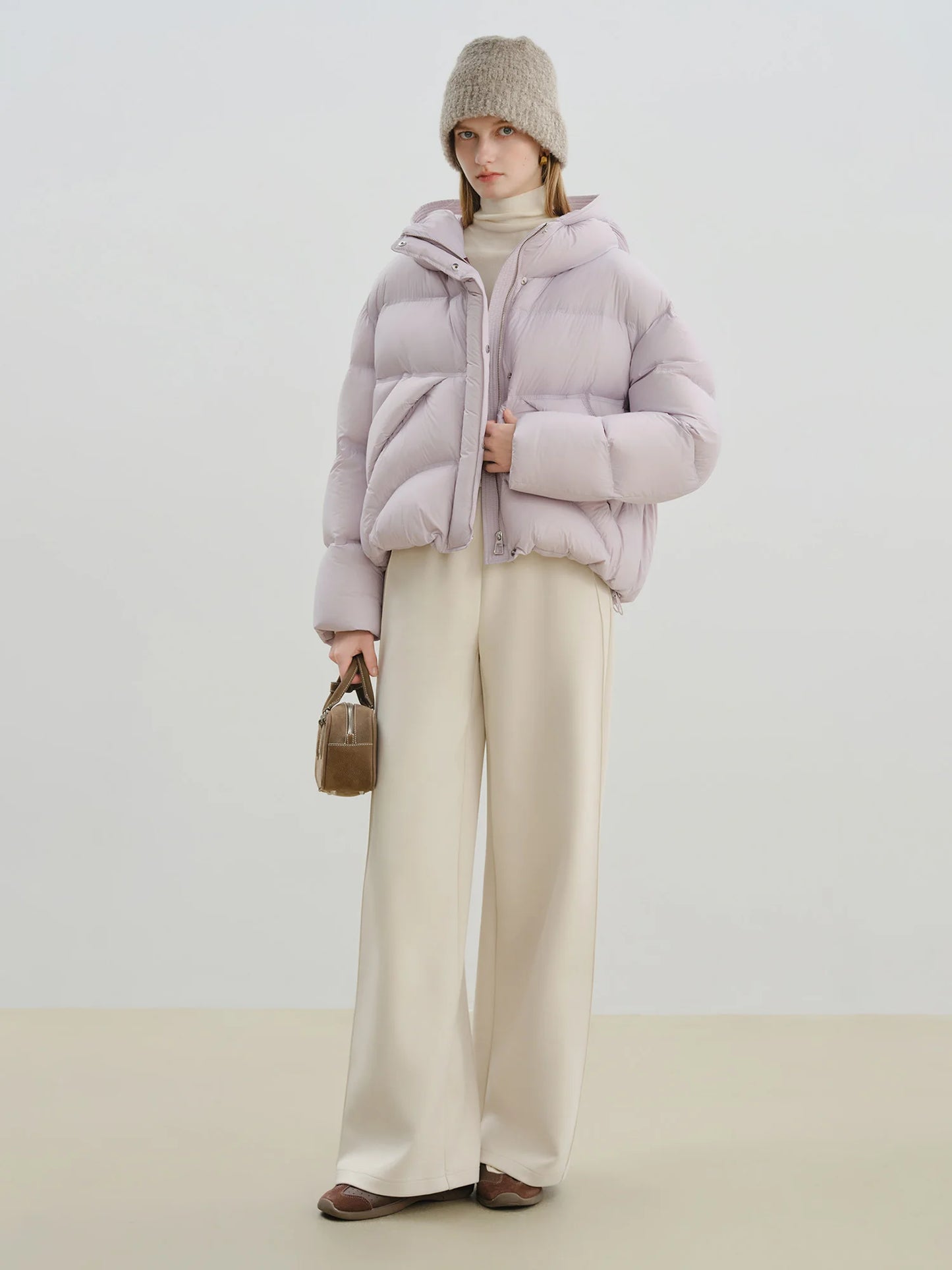 Ivory Elastic Waist Wide Leg Pants