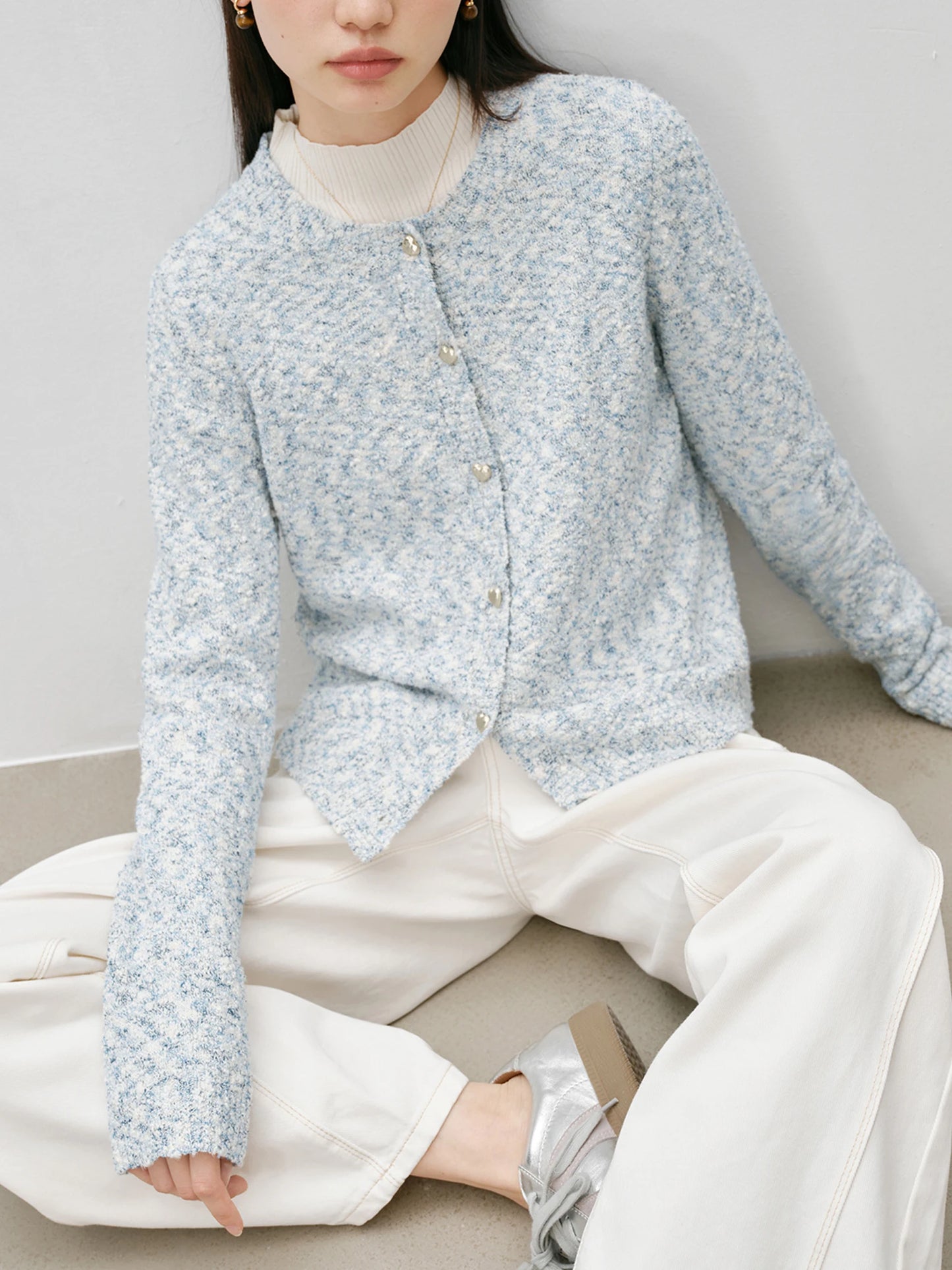 Grey Button Front Knit Cardigan