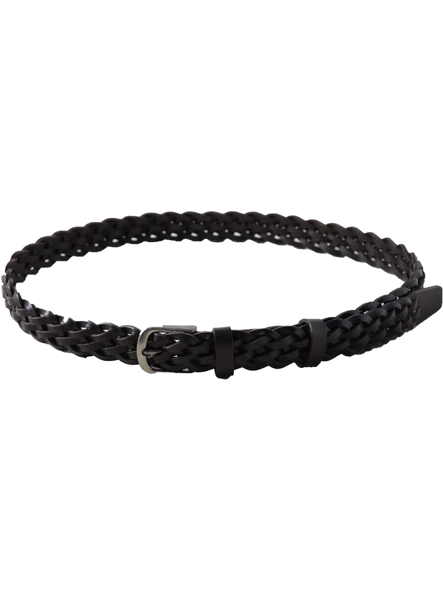Braided Leather Buckle Belt
