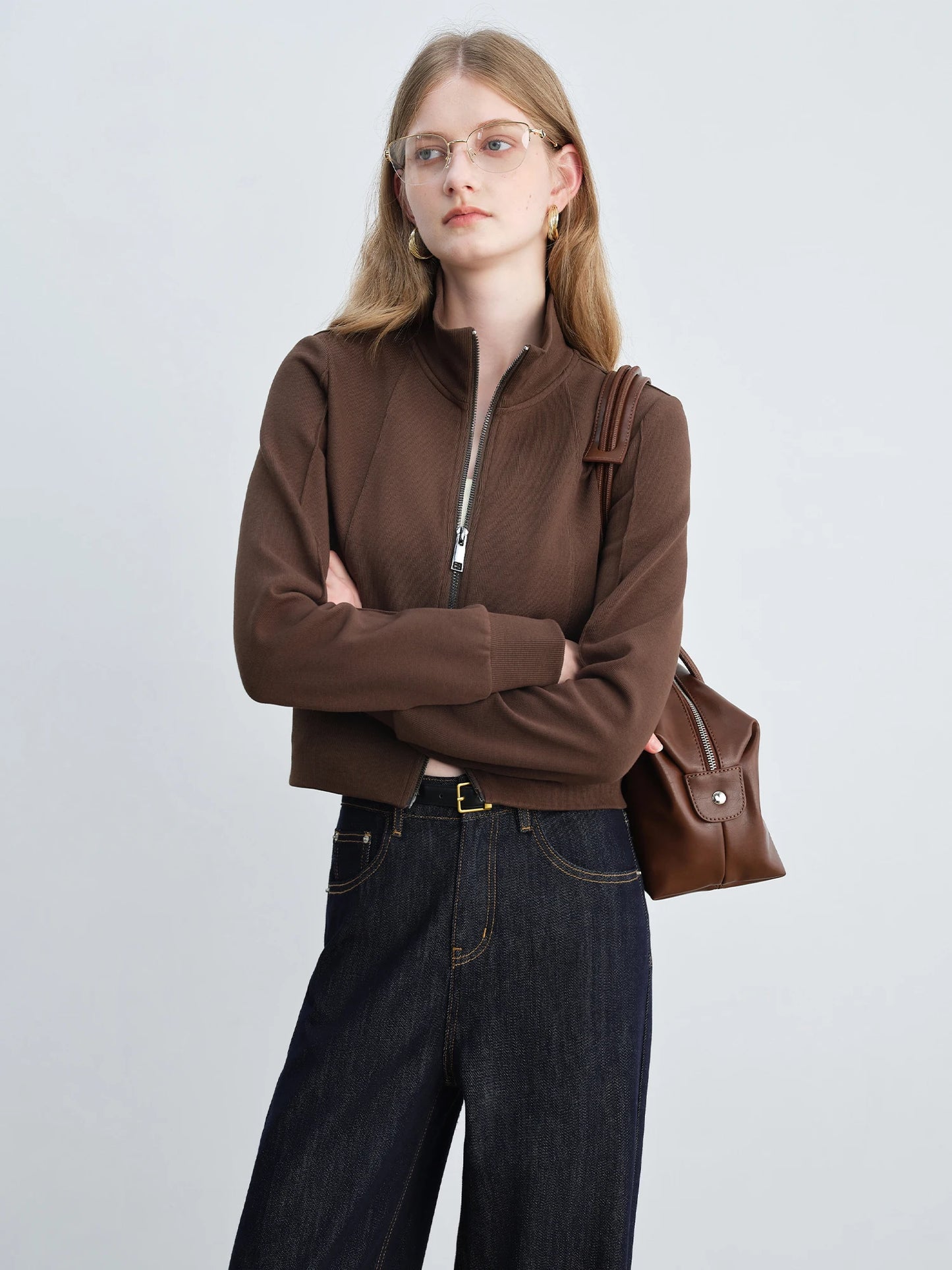 Grey Ribbed Zip Knit Jacket