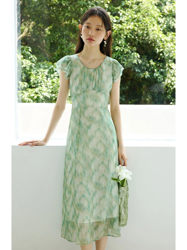 Green Plaid Short Sleeve Dress