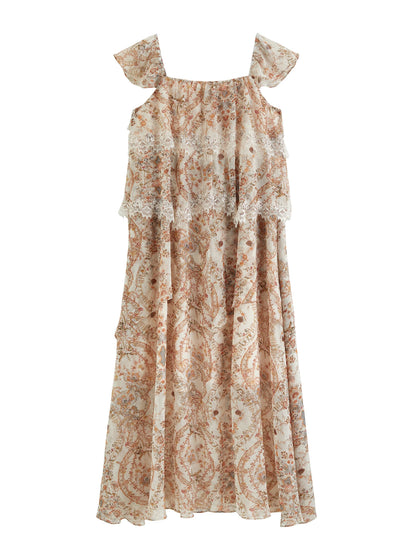 Floral Ruffle Strap Midi Dress