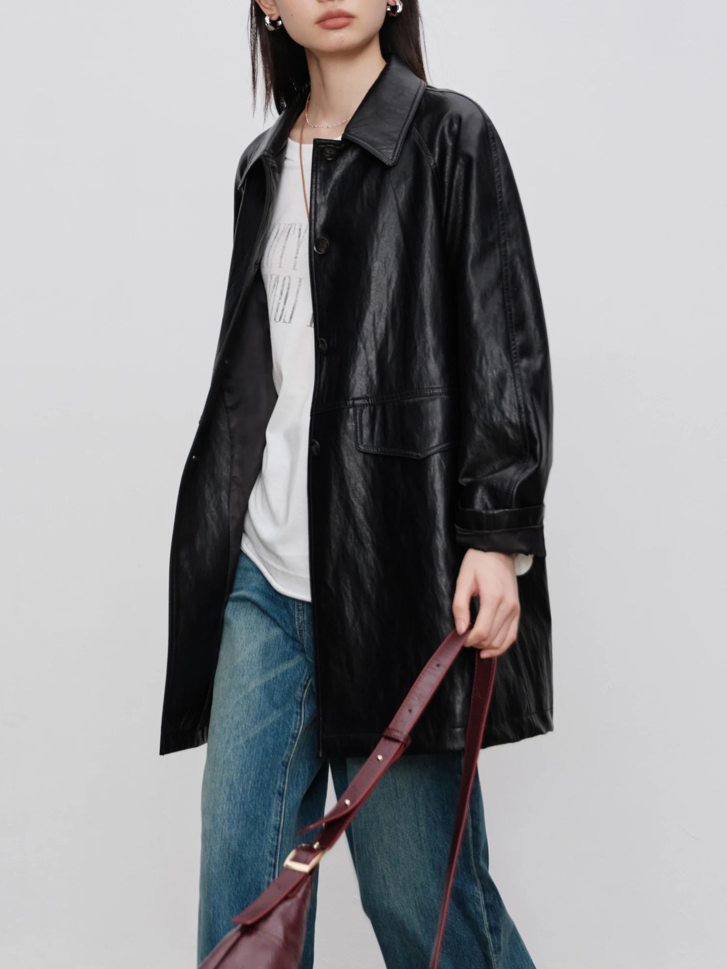 White Zip Front Leather Jacket