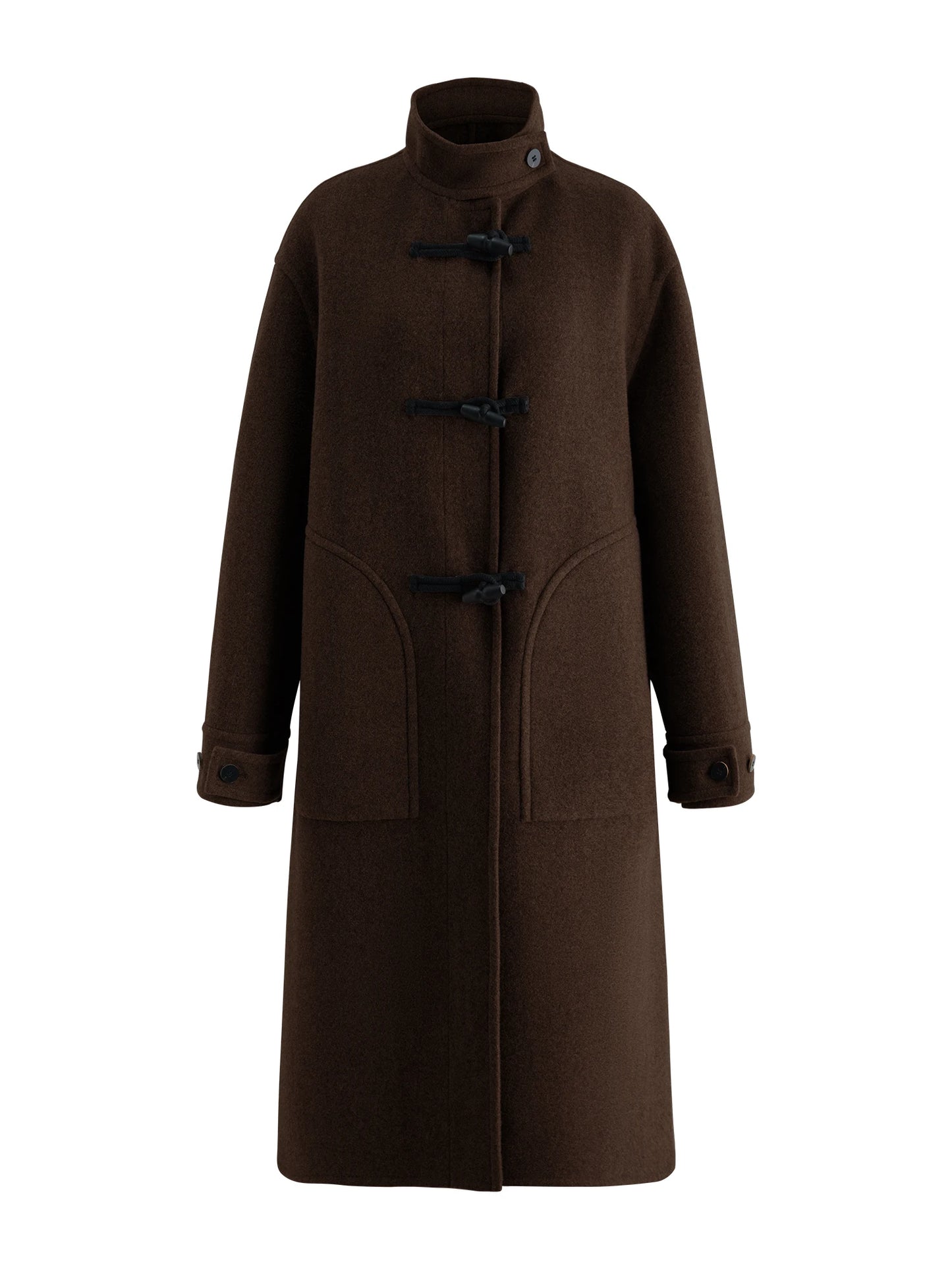Camel Horn Button Stand Coat