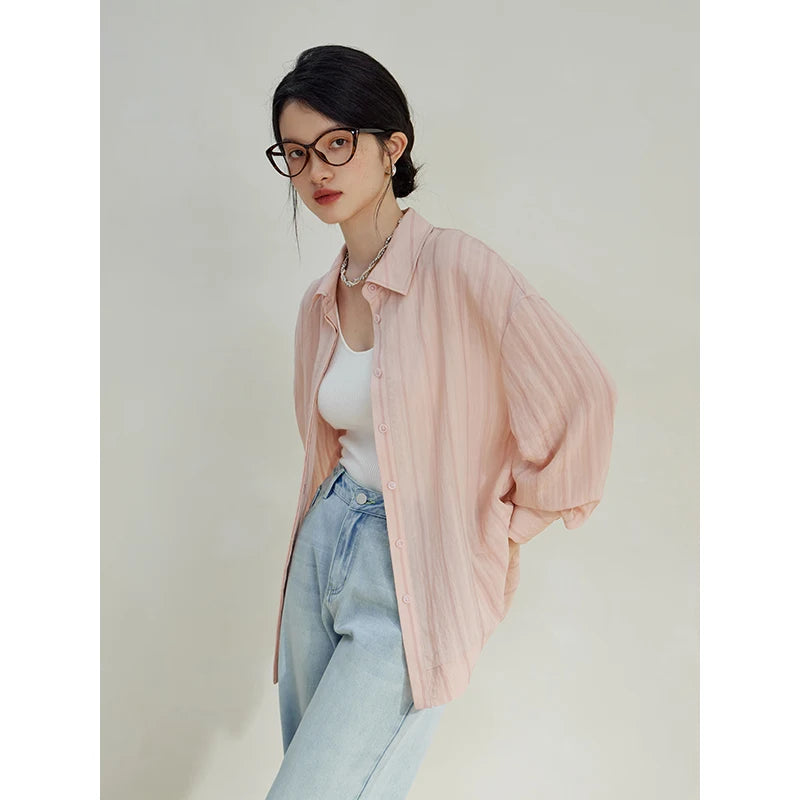 Peach Striped Button Shirt