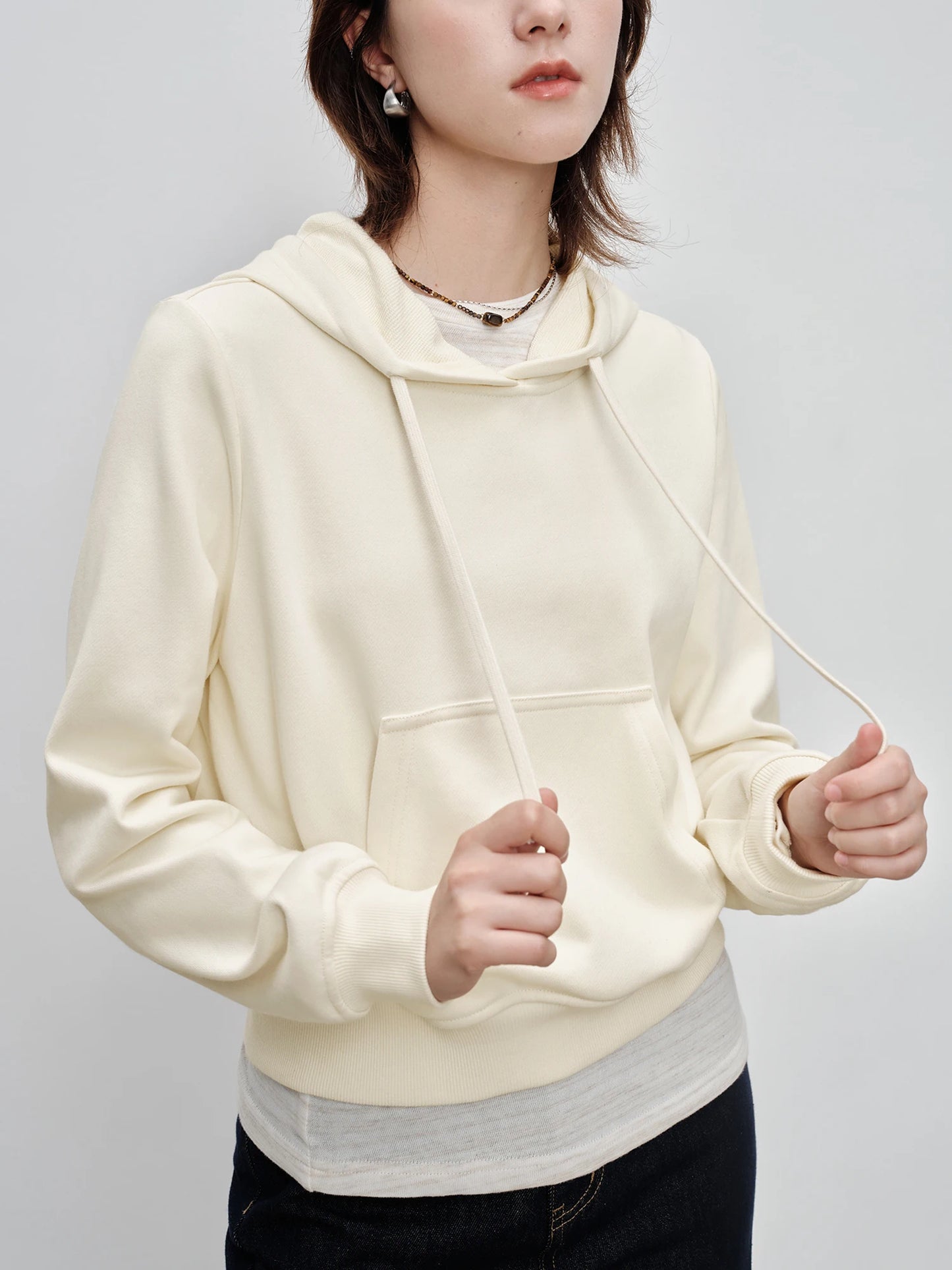 Lavender Cropped Pullover Hoodie