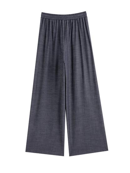 Grey Drawstring Wide Leg Pants