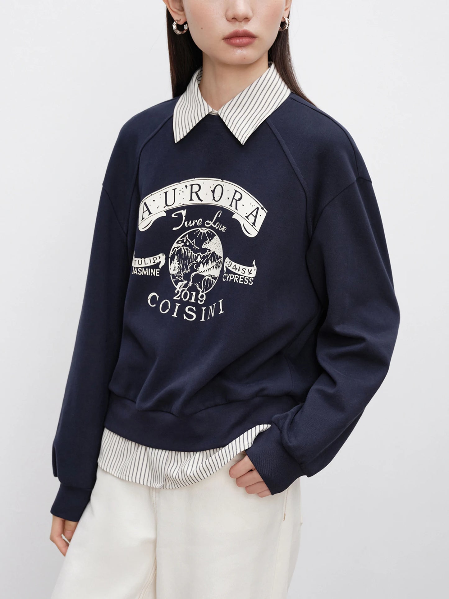 Ivory Graphic Layered Sweatshirt