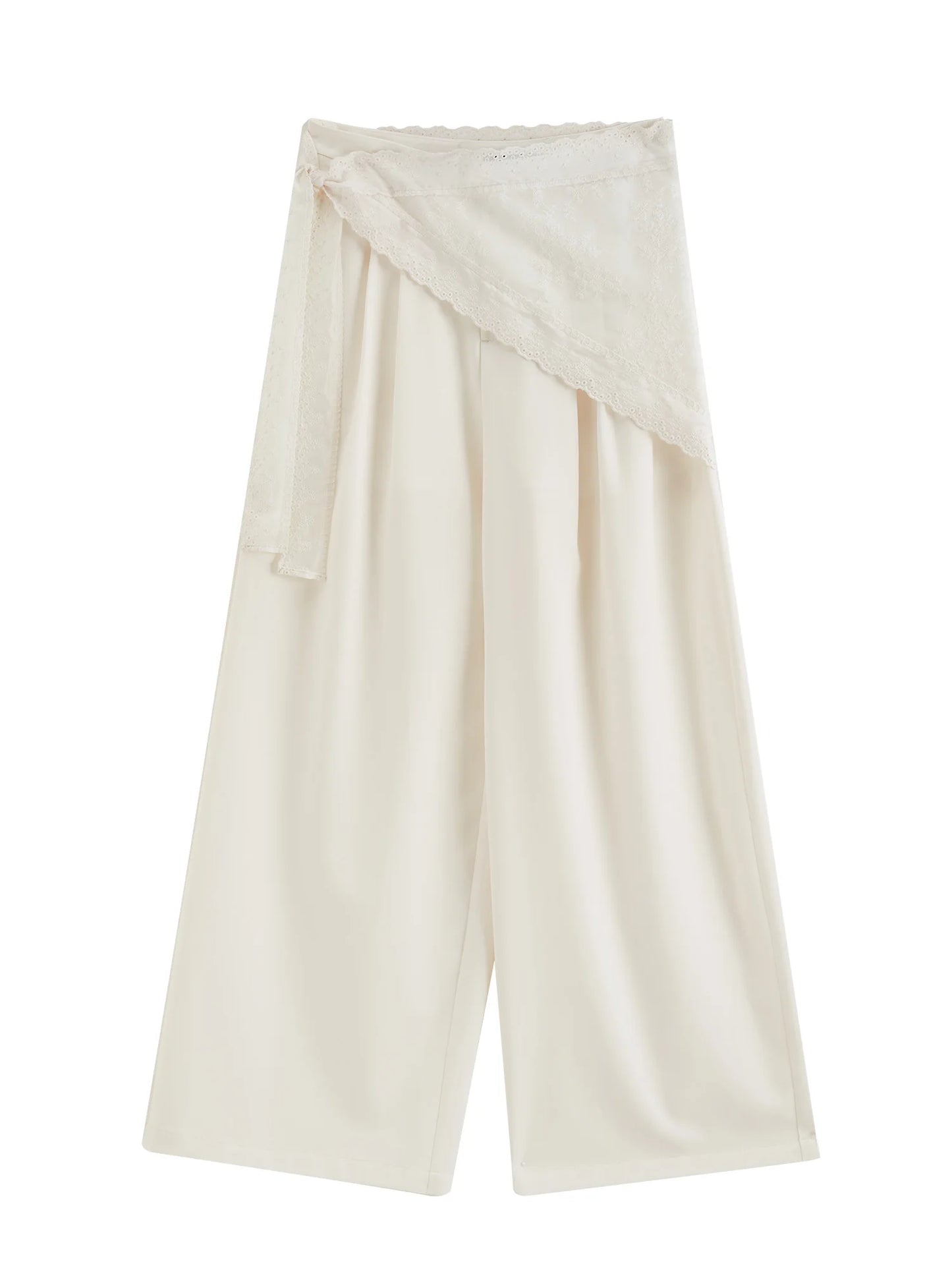 Ivory Lace Wrap Wide Leg Pants
