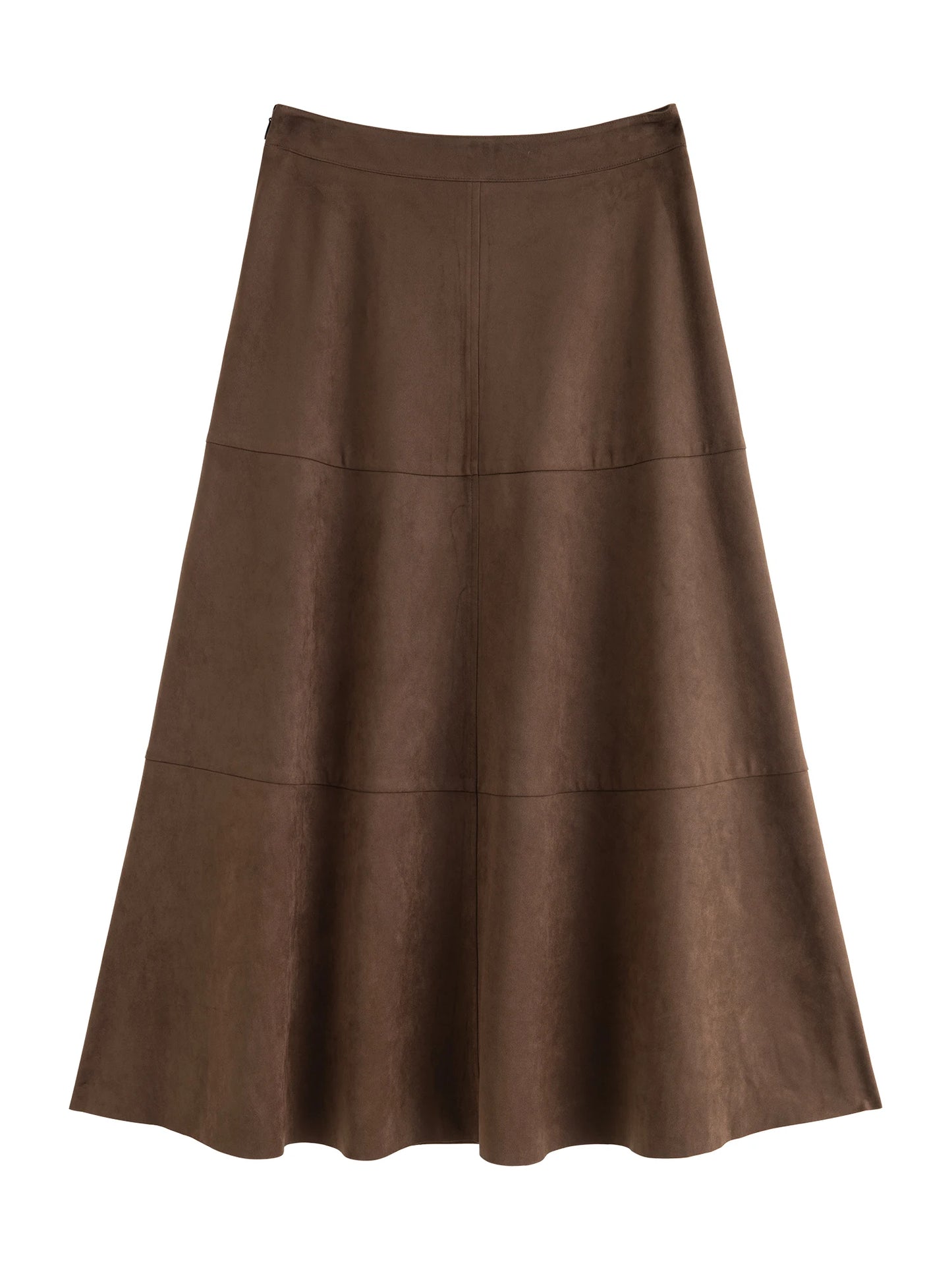 Brown Paneled Faux Leather Skirt