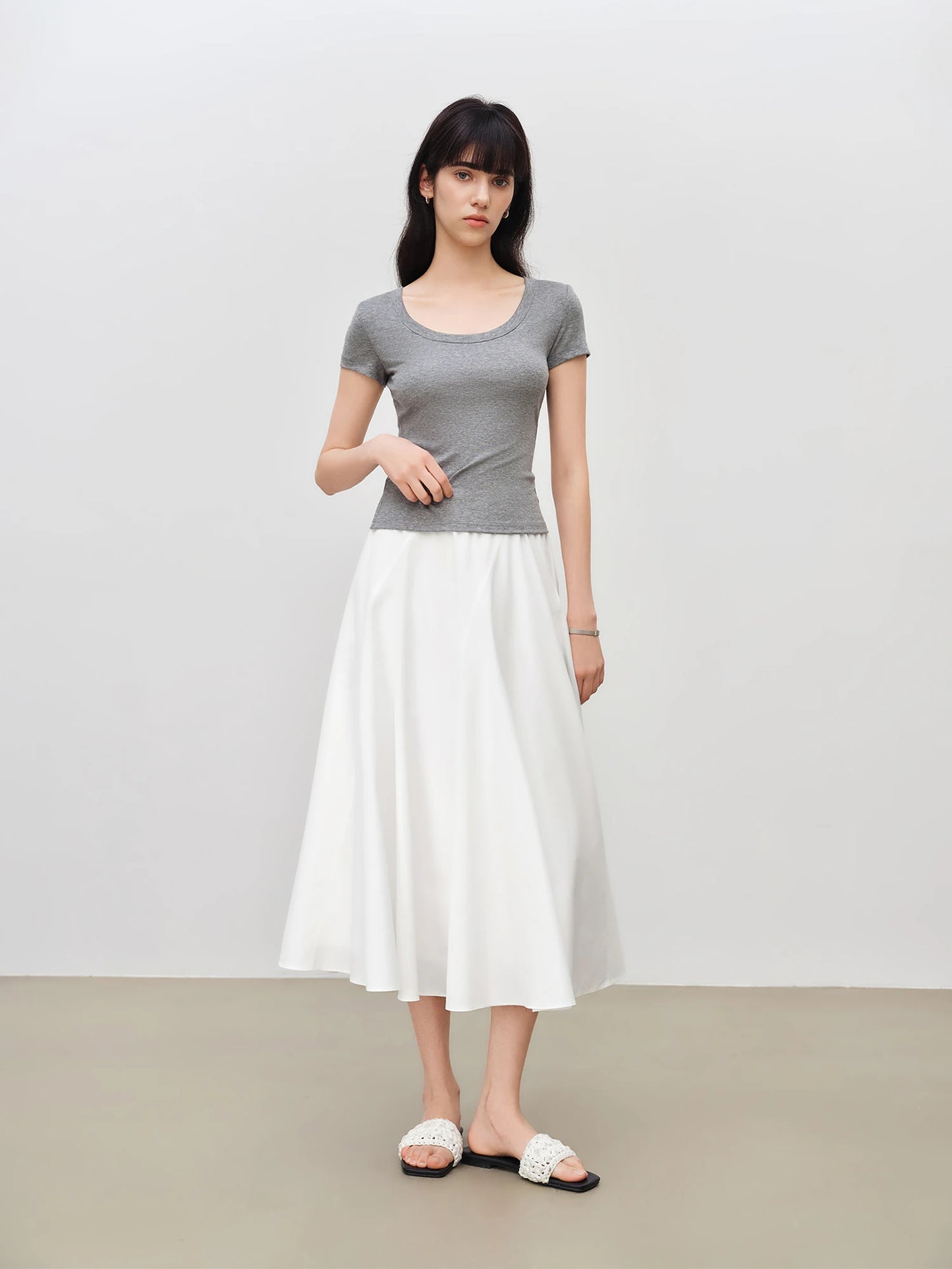 Pale Blue U-Neck Slim Tee