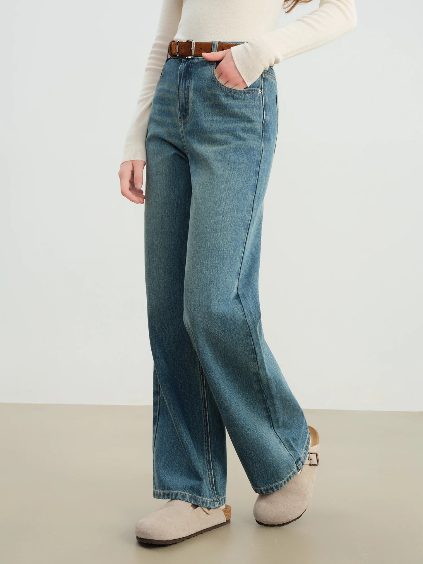 Dark Blue Wide Leg Jeans