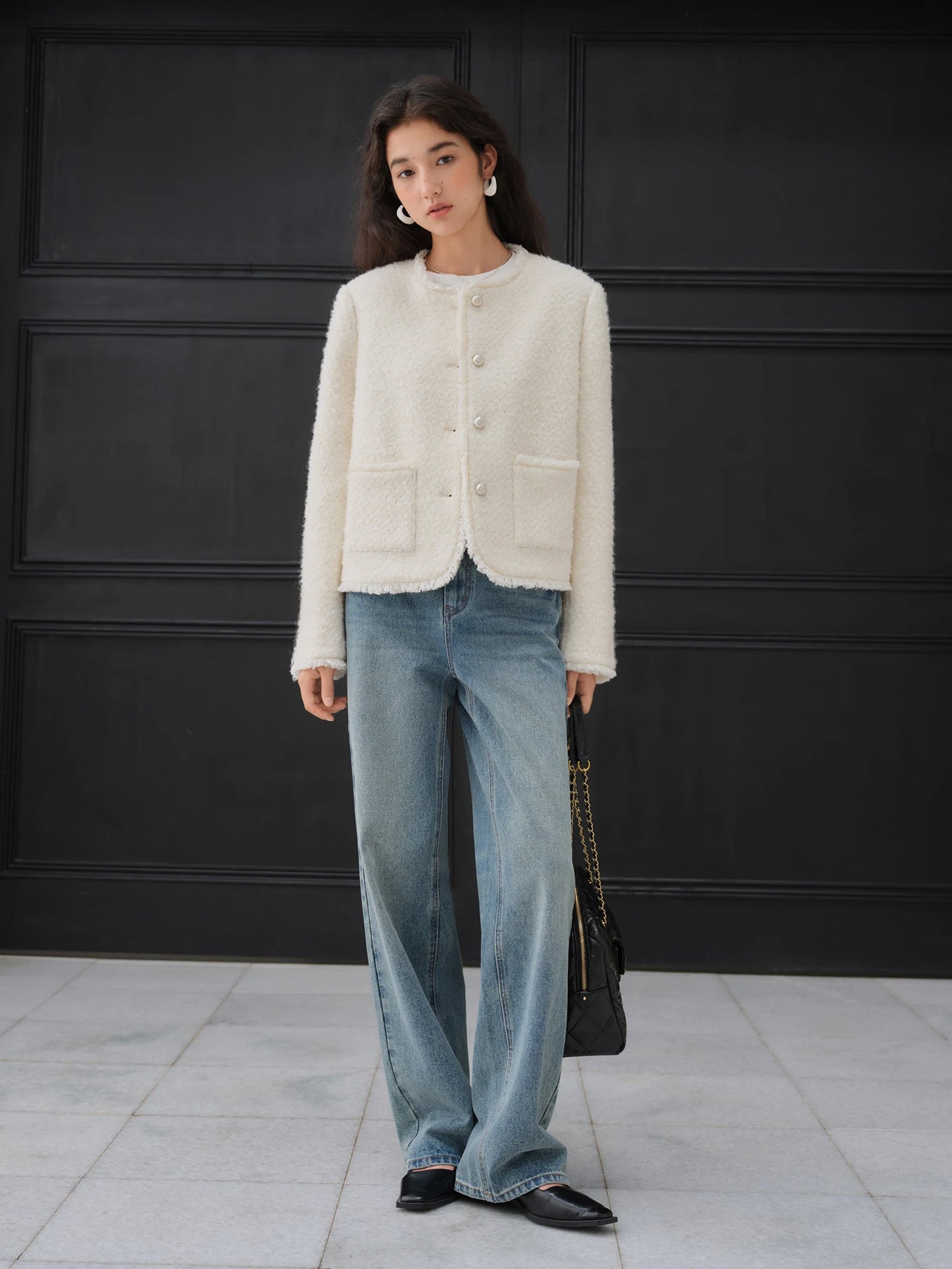 Ivory Sequin Tweed Jacket